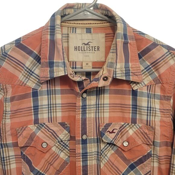 Hollister Men’s Medium Plaid Button Up Shirt Western Cowboy Y2K Casual Retro - Picture 1 of 12